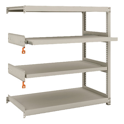 トラスコ TRUSCO スチールラック M2型軽中量棚 1160×600×H1200 4段うちスライド2段 連結 M2-4462M2B 149-7771 (商品コード：170552)