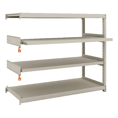 トラスコ TRUSCO スチールラック M2型軽中量棚 1460×600×H1200 4段うちスライド2段 連結 M2-4562M2B 149-7775 (商品コード：170568)