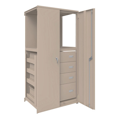 トラスコ TRUSCO 背板・扉付 W860×D600×H1800 HM型浅型引出し3段＋深型1段付 連結 M2-6363-HM94-SDB 244-2068 (商品コード：170693)