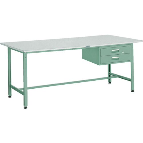 トラスコ TRUSCO 軽荷重作業台（300kg）AE型 1800X750XH740 2段引出付 グリーン色 AE-1800F2 509-9960 (商品コード：173245)