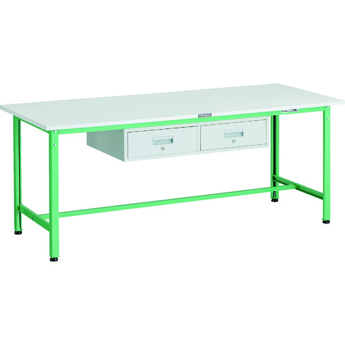 トラスコ TRUSCO 軽荷重作業台（300kg）AE型 1800X750XH740 2列引出付 ヤンググリーン色 AE-1800FL2 YG 183-3885 (商品コード：173252)