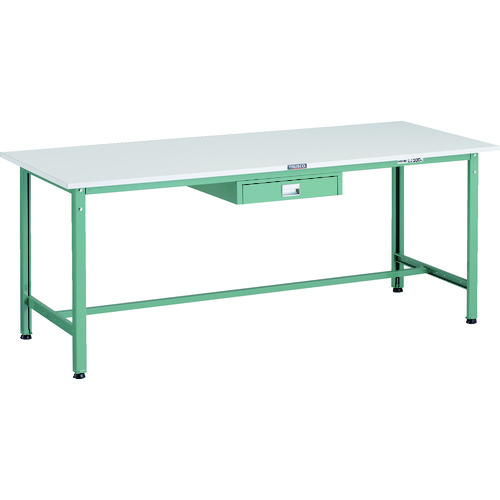 トラスコ TRUSCO 軽荷重作業台（300kg）AE型 1800X750XH740 薄型1段引出し付 グリーン色 AE-1800UDC1 183-3822 (商品コード：173260)
