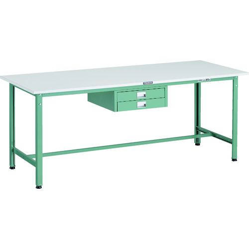 トラスコ TRUSCO 軽荷重作業台（300kg）AE型 1800X750XH740 薄型2段引出し付 グリーン色 AE-1800UDC2 183-3852 (商品コード：173267)