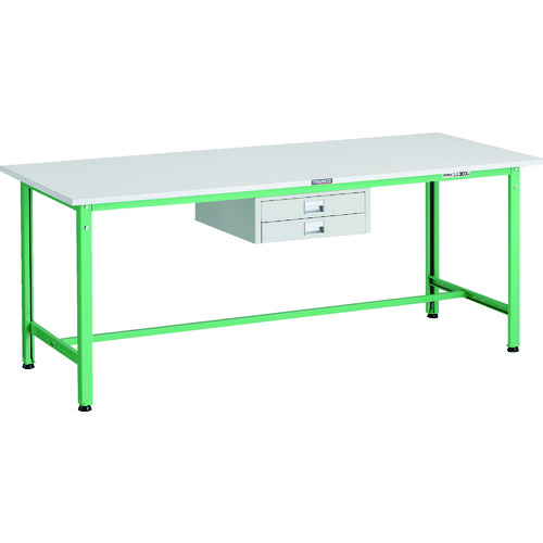 トラスコTRUSCO 軽荷重作業台300kgAE型 1800X750XH740 薄型2段引出し付 ヤンググリーン AE-1800UDC2 YG 183-3855 (商品コード：173270)