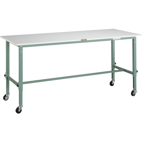 トラスコTRUSCO 軽荷重作業台高さ調節式 1800X750XH719～1019 φ75キャスター付 グリーン AEM-1800C75 285-0711 (商品コード：173316)