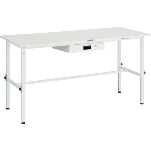トラスコTRUSCO 軽荷重作業台高さ調節式 1800X750XH650～950 薄型1段引出付 ホワイト AEM-1800UDK1 W 466-7590 (商品コード：173328)