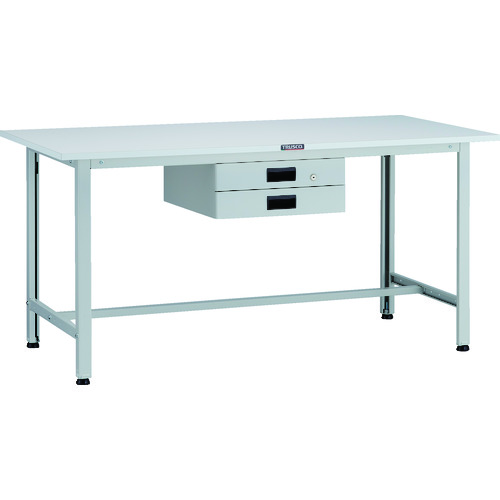 トラスコ TRUSCO 軽荷重作業台（200kg）AO型 1500X600XH740 薄型2段引出付 ホワイト色 AO-1560UDK2 125-9161 (商品コード：173386)