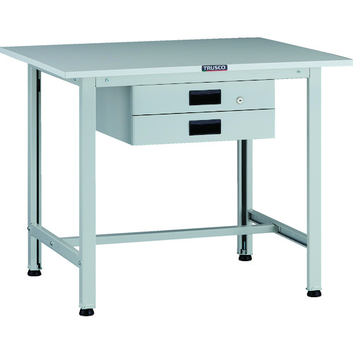 トラスコ TRUSCO 軽荷重作業台（200kg）AO型 900X750XH740 薄型2段引出付 ホワイト色 AOR-0975UDK2 137-1702 (商品コード：173412)