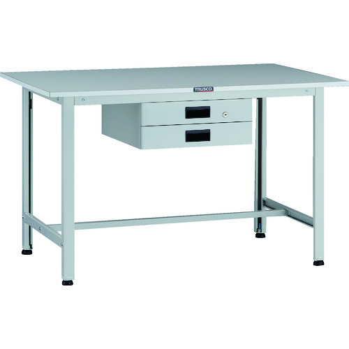 トラスコ TRUSCO 軽荷重作業台（200kg）AO型 1200X600XH740 薄型2段引出付 ホワイト色 AOR-1260UDK2 137-1703 (商品コード：173418)