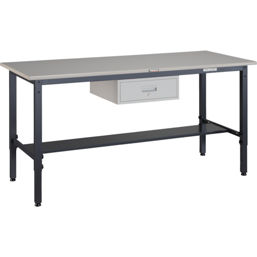 トラスコTRUSCO 軽荷重作業台高さ調節250kgAWM型1800X750XH700～910 1段引出付ダークグレー AWMS-1875F1 301-5815 (商品コード：173474)