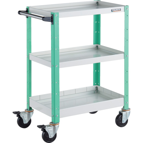 トラスコTRUSCO ツールワゴン バーディワゴン 600X400XH880 浅2深1段 ホワイト／ヤンググリーン BDW-963F1-WYG 326-7612 (商品コード：173611)