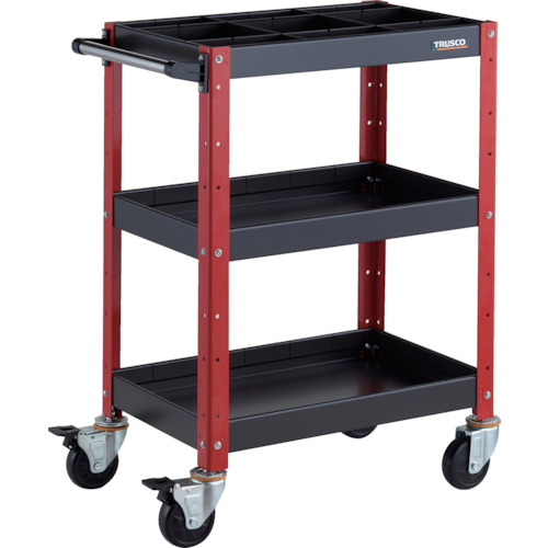 トラスコTRUSCO ツールワゴン 600X400XH880 深3段 1段仕切板付 ブラック／レッド BDW-963F3S1-BKR 326-8087 (商品コード：173622)