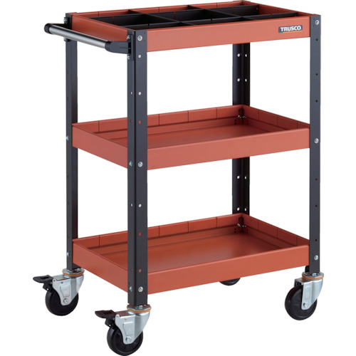 トラスコTRUSCO ツールワゴン 600X400XH880 深3段 1段仕切板付 オレンジ／ブラック BDW-963F3S1-ORBK 326-8096 (商品コード：173623)