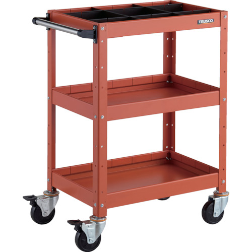 トラスコTRUSCO ツールワゴン バーディワゴン 600X400XH880 深3段 1段仕切板付 オレンジ BDW-963F3S1-OROR 326-8093 (商品コード：173624)