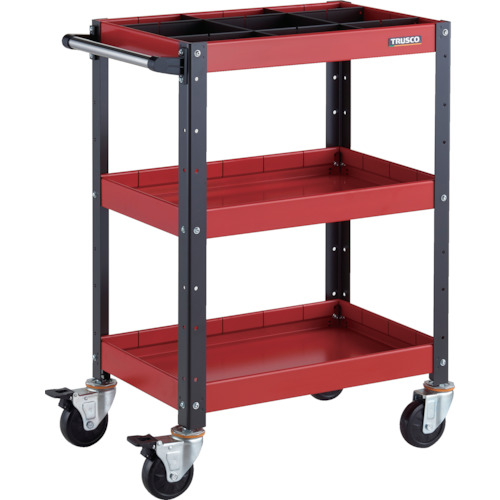 トラスコTRUSCO ツールワゴン 600X400XH880 深3段 1段仕切板付 レッド／ブラック BDW-963F3S1-RBK 326-8088 (商品コード：173625)