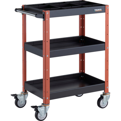 トラスコTRUSCO ツールワゴン600X400XH880深3段1段仕切板付ウレタン車輪ブラック／オレンジ BDW-963F3S1U-BKOR 326-8108 (商品コード：173628)