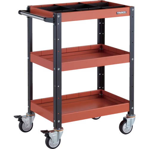 トラスコTRUSCO ツールワゴン600X400XH880深3段1段仕切板付ウレタン車輪オレンジ／ブラック BDW-963F3S1U-ORBK 326-8103 (商品コード：173630)