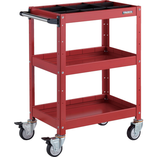 トラスコTRUSCO ツールワゴン 600X400XH880 深3段 1段仕切板付 ウレタン車輪 レッド BDW-963F3S1U-RR 326-8104 (商品コード：173633)