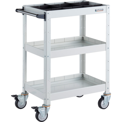トラスコTRUSCO ツールワゴン 600X400XH880 深3段 1段仕切板付 ウレタン車輪 ホワイト BDW-963F3S1U-W 326-8098 (商品コード：173634)