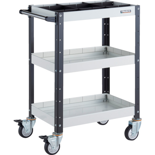 トラスコTRUSCO ツールワゴン600X400XH880深3段1段仕切板付ウレタン車輪ホワイト／ブラック BDW-963F3S1U-WBK 326-8099 (商品コード：173635)