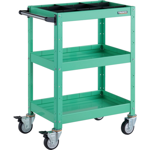 トラスコTRUSCO ツールワゴン600X400XH880 深3段 1段仕切板付 ウレタン車輪 ヤンググリーン BDW-963F3S1U-YG 326-8101 (商品コード：173637)