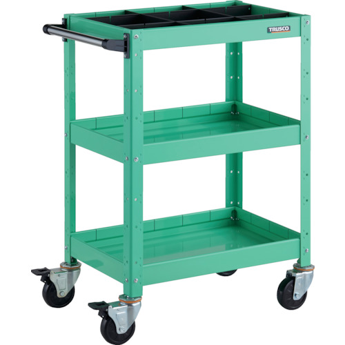 トラスコTRUSCO ツールワゴン バーディワゴン 600X400XH880 深3段1段仕切板付 ヤンググリーン BDW-963F3S1-YG 326-8092 (商品コード：173641)