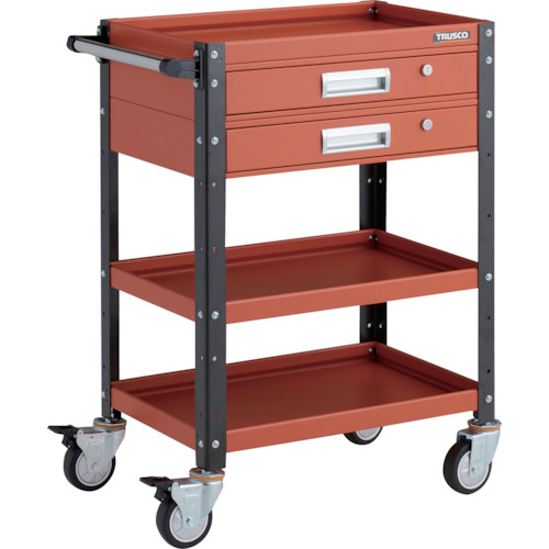 トラスコTRUSCO ツールワゴン バーディワゴン 600X400 引出2段付ウレタン車輪 オレンジ／ブラック BDW-963V2U-ORBK 326-8132 (商品コード：173673)