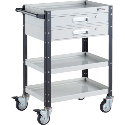 トラスコTRUSCO ツールワゴン バーディワゴン 600X400 引出2段付 ウレタン車輪 ホワイト／ブラック BDW-963V2U-WBK 326-8134 (商品コード：173678)