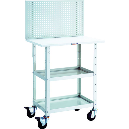 トラスコTRUSCO ツールワゴン バーディーワゴン 上部パンチングパネル天板仕様 600×400×1352 ホワイト BDW-P962T-W 125-6642 (商品コード：173753)
