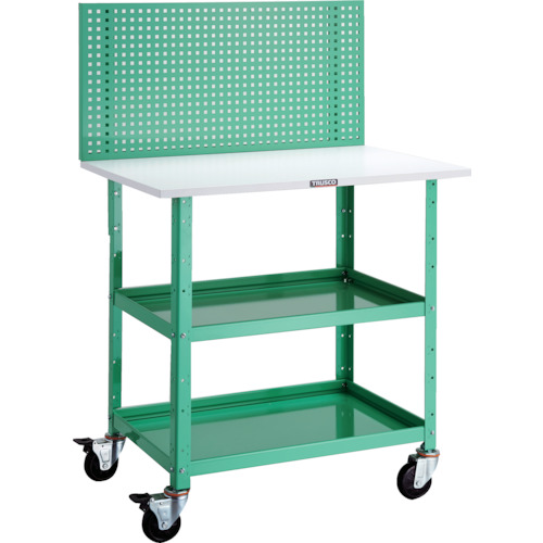 トラスコTRUSCO ツールワゴン 上部パンチングパネル 天板仕様 600×400×1352 ヤンググリーン BDW-P962T-YG 125-6643 (商品コード：173754)