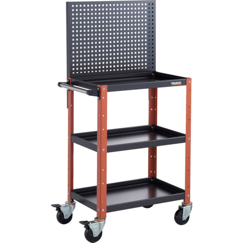 トラスコTRUSCO ツールワゴン 上部パンチングパネル付 600X400X1330 ブラック／オレンジ BDW-P963-BKOR 326-8654 (商品コード：173756)