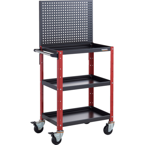 トラスコTRUSCO ツールワゴン バーディワゴン上部パンチングパネル付 600X400X1330 ブラック／レッド BDW-P963-BKR 326-8656 (商品コード：173757)