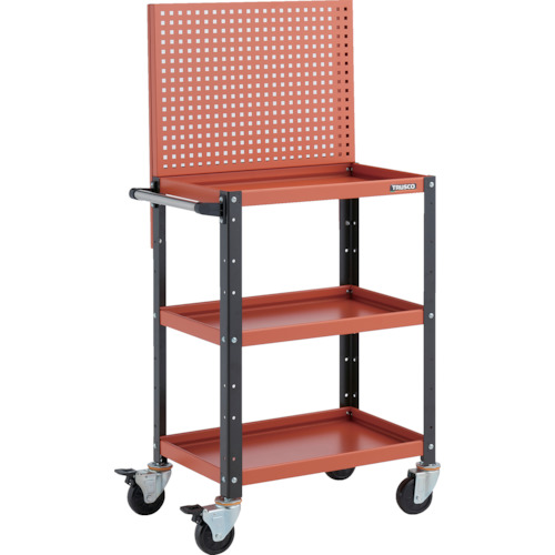 トラスコTRUSCO ツールワゴン 上部パンチングパネル付 600X400X1330 オレンジ／ブラック BDW-P963-ORBK 326-8652 (商品コード：173758)