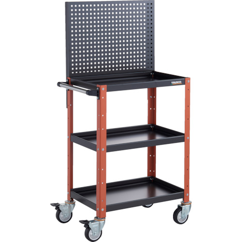 トラスコTRUSCO ツールワゴン上部パンチングパネル付600X400X1330ウレタン車輪 ブラック／オレンジ BDW-P963U-BKOR 326-8660 (商品コード：173763)
