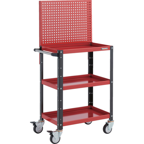 トラスコTRUSCO ツールワゴン上部パンチングパネル付 600X400X1330 ウレタン車輪 レッド／ブラック BDW-P963U-RBK 326-8667 (商品コード：173767)