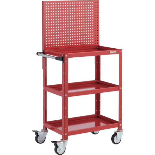 トラスコTRUSCO ツールワゴン 上部パンチングパネル付 600X400X1330 ウレタン車輪 レッド BDW-P963U-RR 326-8668 (商品コード：173768)