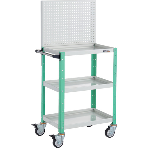トラスコTRUSCO ツールワゴン上部パンチングパネル付600X400X1330ウレタン車輪 ホワイト／グリーン BDW-P963U-WYG 326-8661 (商品コード：173771)