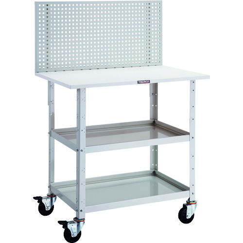 トラスコTRUSCO ツールワゴン バーディーワゴン上部パンチングパネル 天板仕様 600×400×1352 ホワイト BDW-P972T-W 125-6644 (商品コード：173777)