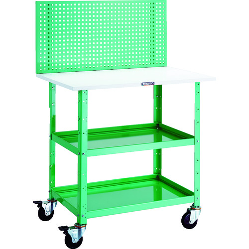 トラスコTRUSCO ツールワゴン 上部パンチングパネル 天板仕様 600×400×1352 ヤンググリーン BDW-P972T-YG 125-6646 (商品コード：173778)