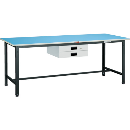 トラスコ TRUSCO 軽荷重作業台（250kg）BE型 900X750XH740 薄型2段引出付 ダークグレー色 BE-0975UDK2 454-3548 (商品コード：173786)