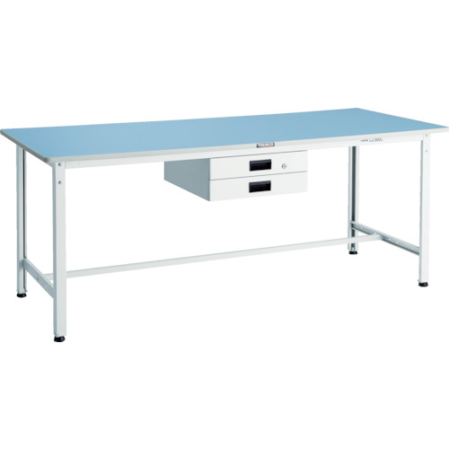 トラスコ TRUSCO 軽荷重作業台（250kg）BE型 1500X600XH740 薄型2段引出付 ホワイト色 BER-1560UDK2W 856-3914 (商品コード：173867)