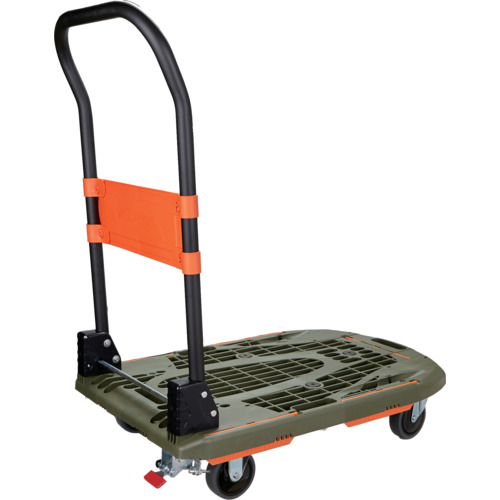 トラスコ TRUSCO 樹脂台車 カルティオ（新型） 780X490 折畳 オリーブドラブ スチールストッパー付 MPK780ODSS 683-0763 (商品コード：190476)
