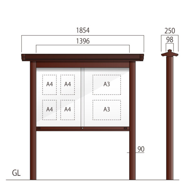 アルミ掲示板 AGPY-1510 照明なし(商品コード:022357)