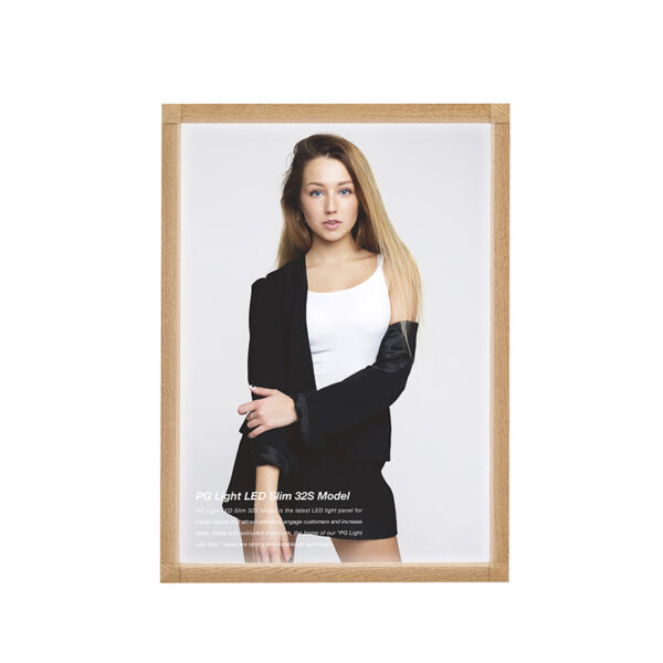 PGライトLEDスリム PG-32S 屋内用 半ツヤ木目けやき調 B3 角型 スタンド仕様(商品コード：063967)