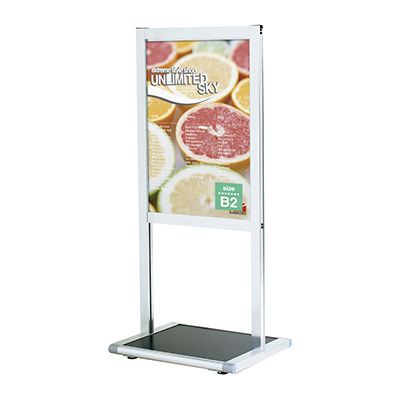 パネルスタンド スライドポスターサイン SPX-821 シルバー キャスター式 本体のみ(商品コード：028037)