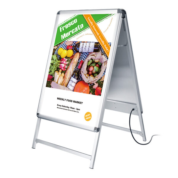 屋外用LEDスタンド看板 PGライトLED フォルムA A1 両面 シルバー 本体のみ(商品コード：040731)